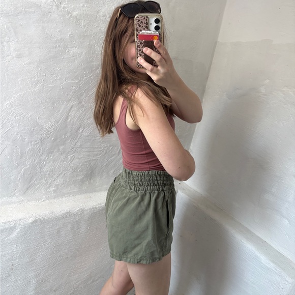 Aerie Babewatch High Waist Pull On Olive Women's Shorts - Picture 8 of 9